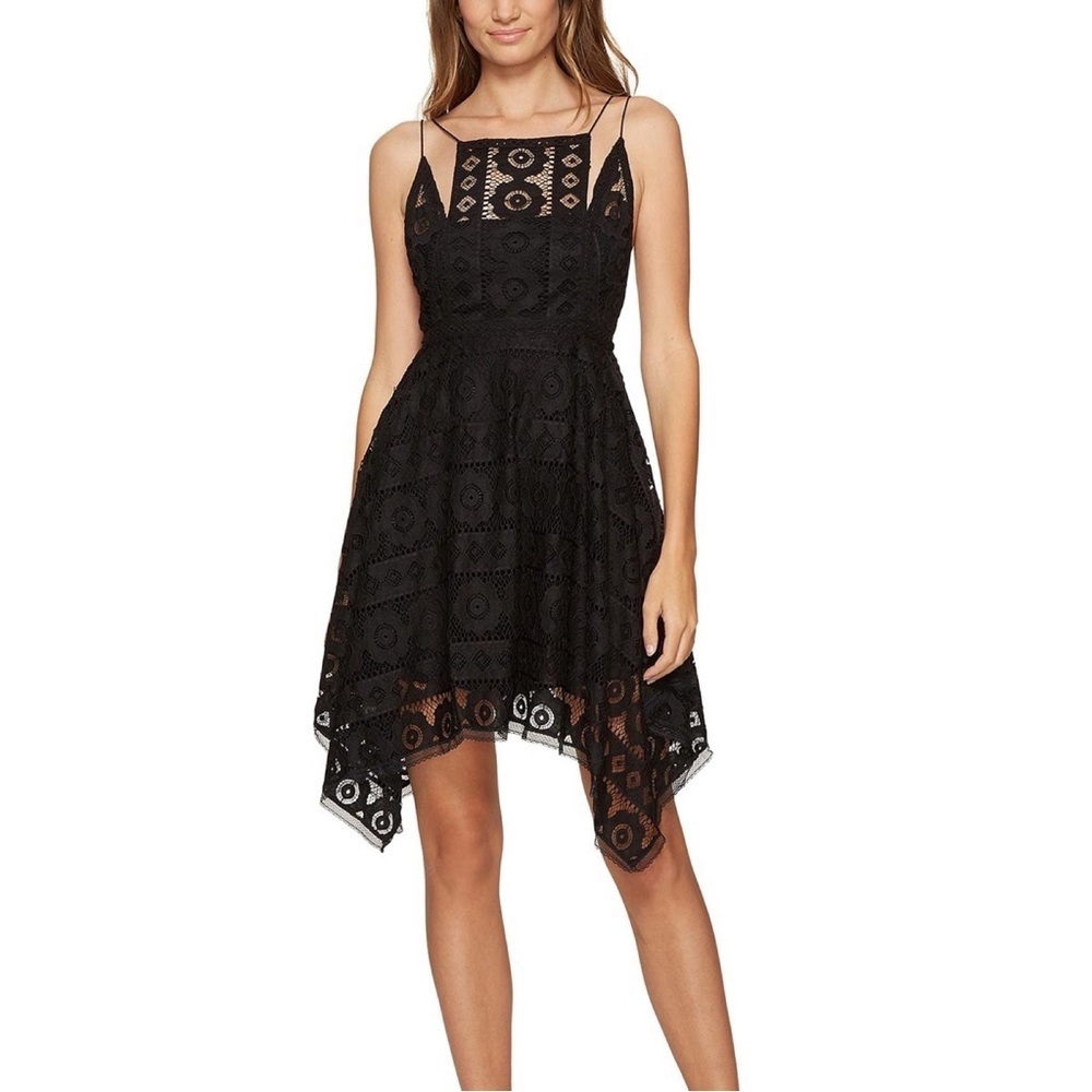 Free People Just Like Honey Black Lace Handkerchief Dress